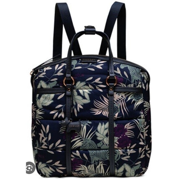 Radley London Dark Blue Longleat Palms Quilted Backpack Women's 2018 NWOT - Picture 1 of 13